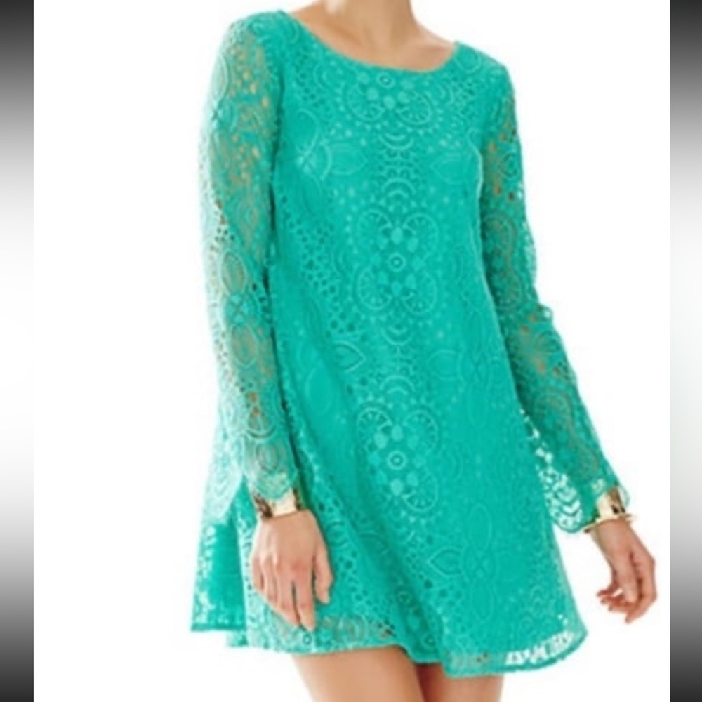 Wedding? LILLY PULITZER Chic Colette ‘Spring Green’ Lace Swing dress.M.  EUC